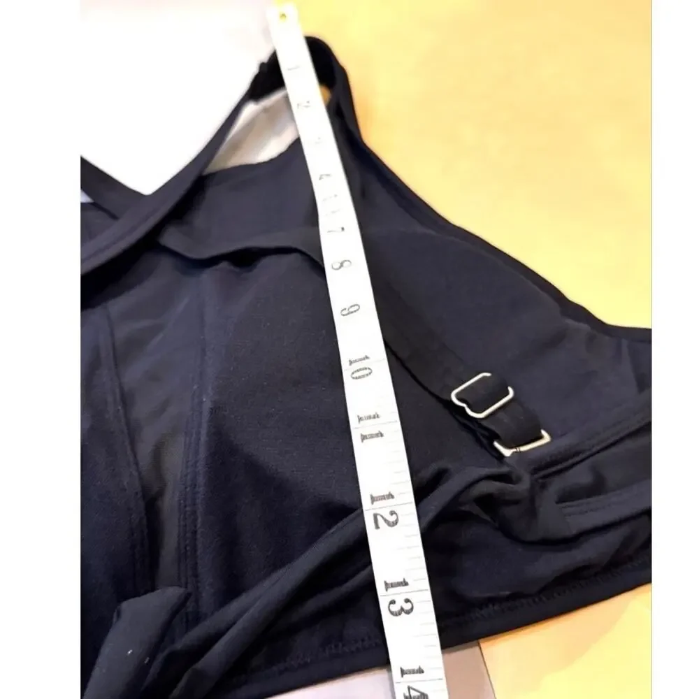 Time and Tru Women’s 1X Black High Neck Bikini Swim Top Mesh Inset NWT